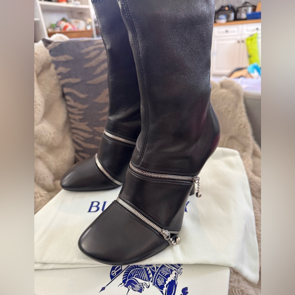 Burberry Peep leather ankle boots Black Size 37 - Picture 2 of 16